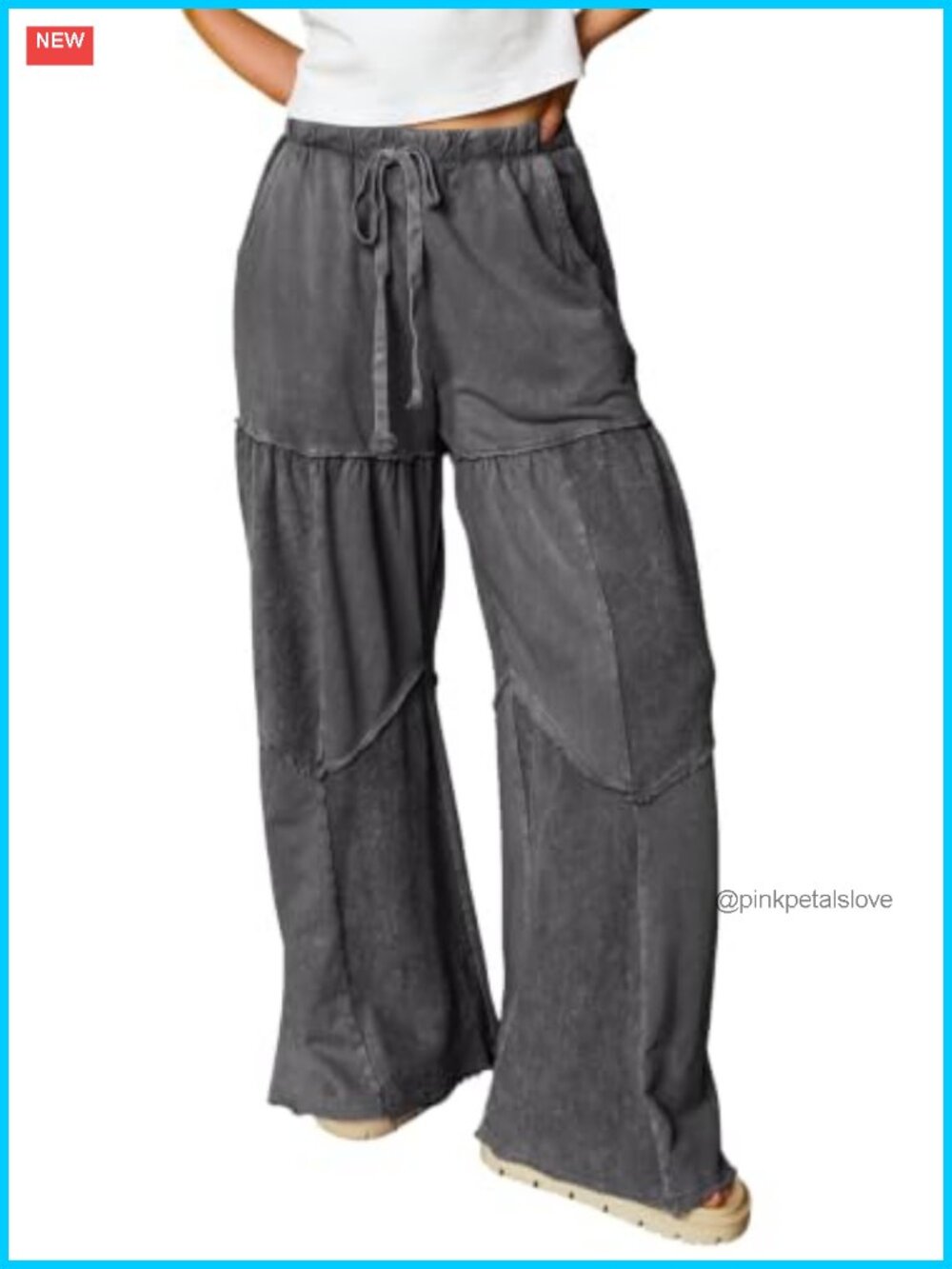 SHEWIN Women's Wide Leg Trousers High Rise Pull On Palazzo Pants Casual